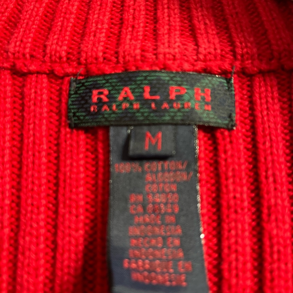 Ralph Ralph Lauren Women’s Vibrant Rich Red Ribbed Cardigan Sweater Sz Medium